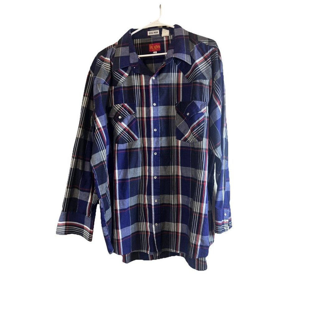 Ely Plains Pearl Snap Shirt Adult 2XL Big Man Striped Western Cowboy Mens